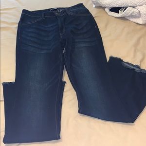 Dark blue bell bottom jeans